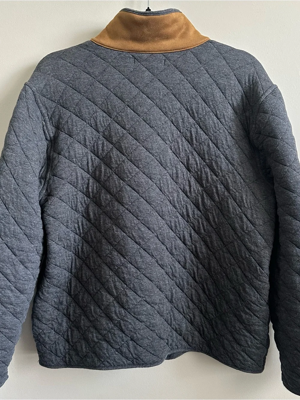 Banana Republic Quilted Charcoal Jacket with Tan Collar